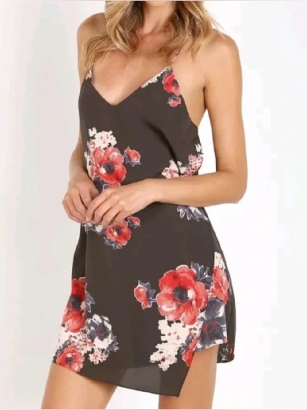 Free People Intimately Free Sz S Floral Black Slip Mini Dress